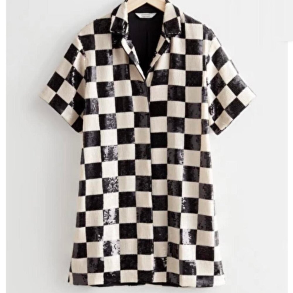 Other Stories Eye-Catching Checked Sequins Dress - Picture 2 of 2